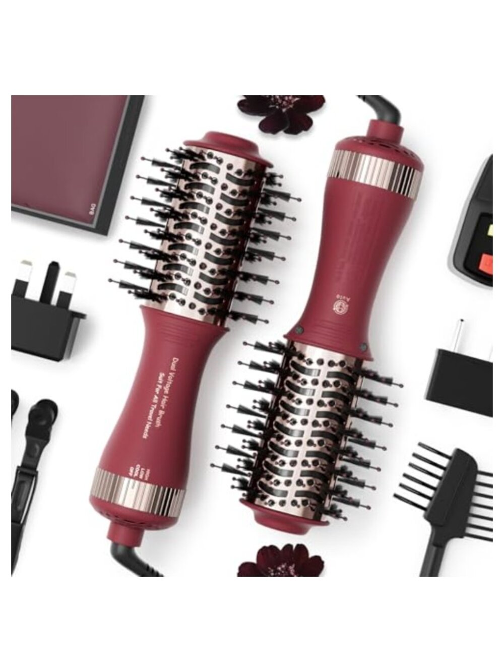 Dual Voltage Hair Dryer Brush 4-in-1 Travel Styling Tool 110-240V